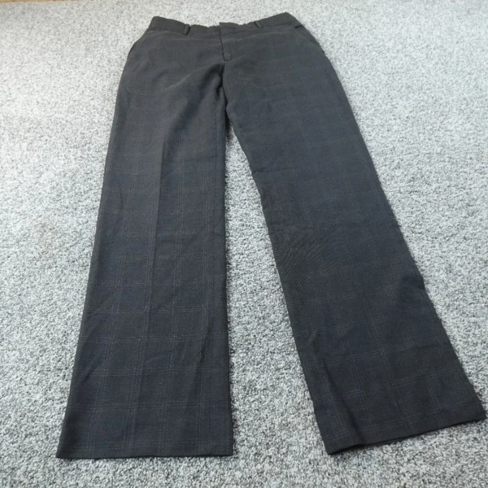 Banana Republic Pants Mens 33X34 Gray Plaid Chino Dress‎ Trouser Flat Front Work